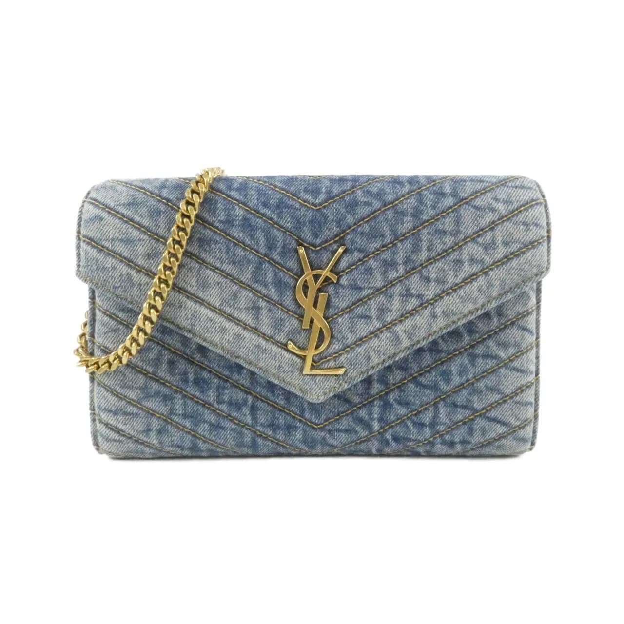 SAINT LAURENT 377828 銀包 牛仔布