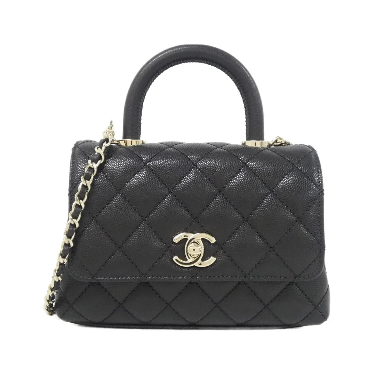 CHANEL Coco Handle AS2215 Handbag Grained Calfskin